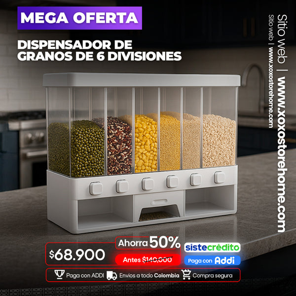 Dispensador  de granos de 6 divisiones