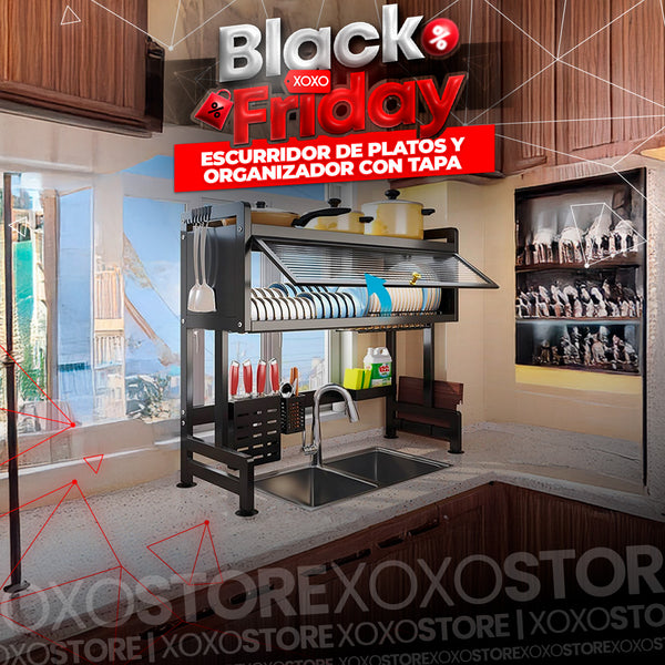 Organizador y escurridor de lavaplatos con tapa