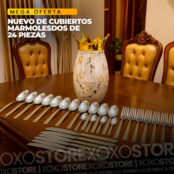 Juego decubiertos corona marmoleados