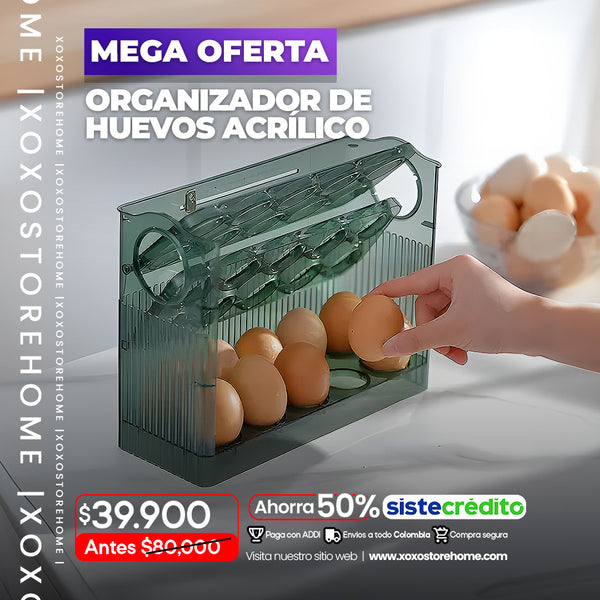 Organizador de huevos acrilico de 3 niveles
