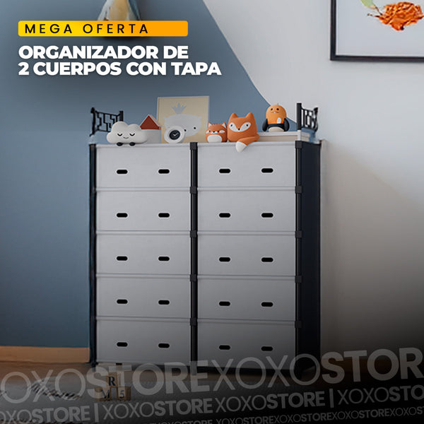 .Organizador de 2 cuerpos con tapa
