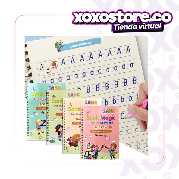Kit de 4 cuadernos de caligrafia montesori